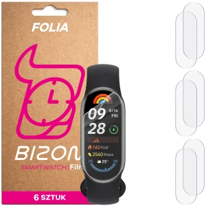Folia ochronna na ekran zegarka Bizon Watch Film HydroFlex do Xiaomi Smart Band 9, 6 sztuk