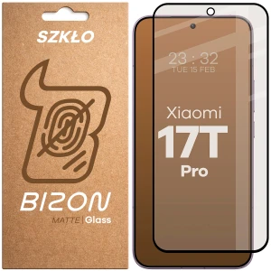 Matowe szkło hartowane Bizon Glass Matte do Xiaomi 17T Pro, czarna ramka