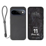 Etui ze smyczką na nadgarstek i pierścieniem magnetycznym Bizon Case CarbO do Google Pixel 11 Pro XL, czarne