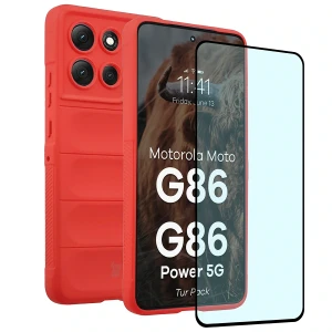Pancerne etui + szkło hartowane Bizon Tur Pack do Motorola Moto G86 5G / G86 Power 5G, czerwone