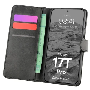 Etui z klapką Bizon Case Pocket do Xiaomi 17T Pro, czarne