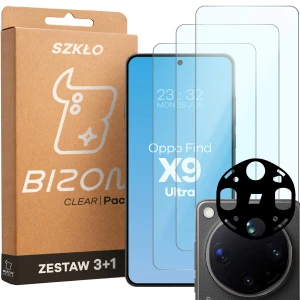 3x Szkło hartowane + szybka na aparat Bizon Glass Clear Pack do Oppo Find X9 Ultra