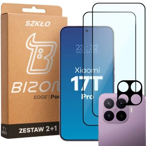 2x Szkło + szybka na aparat Bizon Glass Edge Pack do Xiaomi 17T Pro