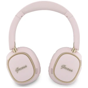Bezprzewodowe słuchawki nauszne Guess ENC Rectangle Metal Script Bluetooth 5.4, różowe