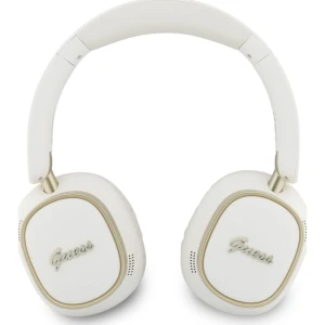 Bezprzewodowe słuchawki nauszne Guess ENC Rectangle Metal Script Bluetooth 5.4, białe