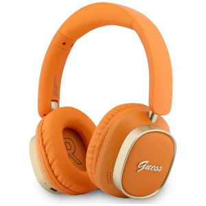 Bezprzewodowe słuchawki nauszne Guess ENC Rectangle Metal Script Bluetooth 5.4, pomarańczowe