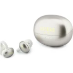 Bezprzewodowe słuchawki douszne, otwarte Guess OWS Metalic Finish Electroplated Parts Classic Logo, Bluetooth 6.0, biało-szare, metaliczne