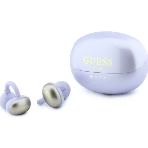 Bezprzewodowe słuchawki douszne, otwarte Guess OWS Metalic Finish Electroplated Parts Classic Logo, Bluetooth 6.0, fioletowo-szare, metaliczne
