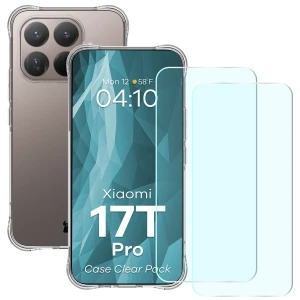 Elastyczne etui + 2x szkło hartowane Bizon Case Clear Pack do Xiaomi 17T Pro