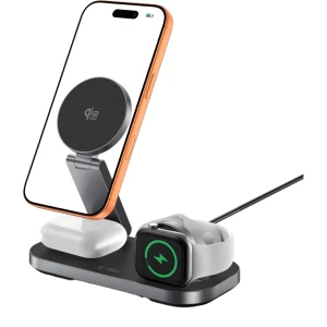 Ładowarka indukcyjna, składana Tech-Protect A52 25W 3w1, Qi2.2 do MagSafe, czarna