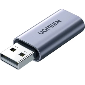 OUTLET: Adapter audio / zewnętrzna karta dźwiękowa Ugreen CM383 USB-A 2.0 do mini jack 3,5 mm, szary