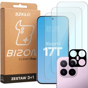 3x Szkło hartowane + szybka na aparat Bizon Glass Clear Pack do Xiaomi 17T