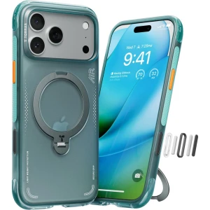 Etui z obrotową podstawką 360° Torras Ostand Q3 Air do MagSafe do iPhone 17 Pro Max, turkusowe