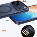 Etui Torras Guardian-Mag do MagSafe do iPhone 17 Pro, przydymione z granatową ramką