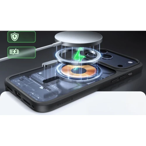 Etui Torras Guardian-Mag do MagSafe do iPhone 17 Pro, przydymione z czarną ramką