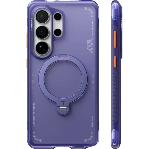 Etui z obrotową podstawką 360° Torras Ostand Q3 Air do MagSafe do Galaxy S26 Ultra, fioletowe