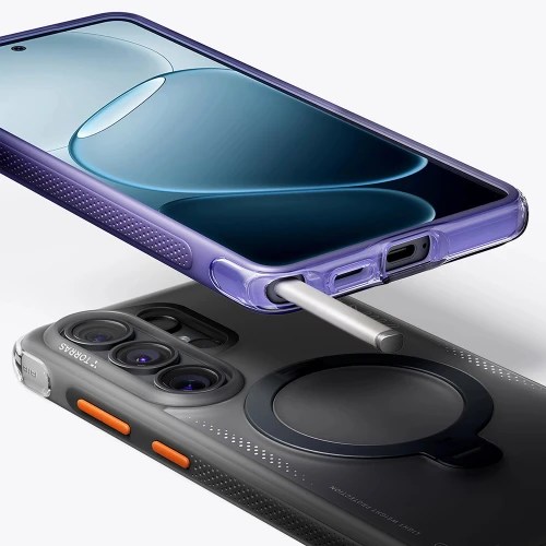 Etui z obrotową podstawką 360° Torras Ostand Q3 Air do MagSafe do Galaxy S26 Ultra, fioletowe