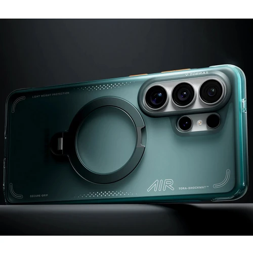 Etui z obrotową podstawką 360° Torras Ostand Q3 Air do MagSafe do Galaxy S26 Ultra, turkusowe