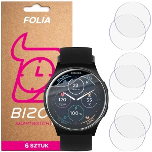 Folia ochronna na ekran zegarka Bizon Watch Film HydroFlex do  Motorola Moto Watch 120, 6 sztuk