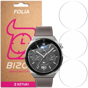 Folia ochronna na ekran zegarka Bizon Watch Film HydroFlex do Huawei Watch GT 3 Pro 46 mm, 3 sztuki