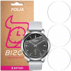 Folia ochronna na ekran zegarka Bizon Watch Film HydroFlex do Xiaomi Watch S3, 3 sztuki