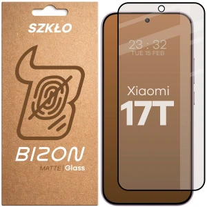 Matowe szkło hartowane Bizon Glass Matte do Xiaomi 17T, czarna ramka