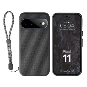 Etui ze smyczką na nadgarstek i pierścieniem magnetycznym Bizon Case CarbO do Google Pixel 11, czarne