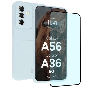 Pancerne etui + szkło hartowane Bizon Tur Pack do Galaxy A36 5G / A56 5G, jasnoniebieskie