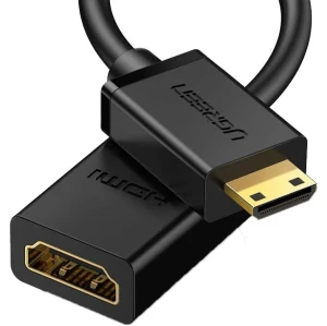 OUTLET: Kabel przejściówka HDMI (żeński) - mini HDMI (męski) Ugreen adapter, 4k 60Hz, 10 Gbps, 22 cm, czarny