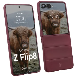 Pancerne etui Bizon Case Tur do Galaxy Z Flip8, burgundowe