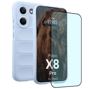 Pancerne etui + szkło hartowane Bizon Tur Pack do Xiaomi POCO X8 Pro, jasnoniebieskie