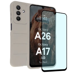 Pancerne etui + szkło hartowane Bizon Tur Pack do Galaxy A17 5G / A26 5G, jasnoszare