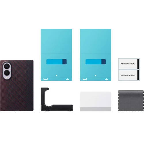 Etui + 2x folia antyrefleksyjna Samsung Carbon Magnet Case do MagSafe do Galaxy Z Fold8, czerwone