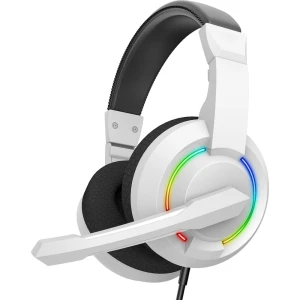 OUTLET: Słuchawki gamingowe przewodowe Baracuda HYDRA, stereo 2.0, mikrofon, RGB, białe