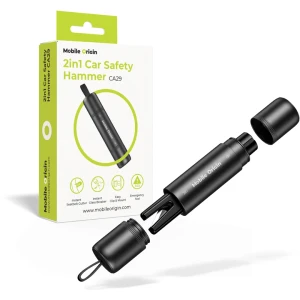 Młotek, wybijak do szyb samochodowych, przecinak do pasów Mobile Origin Car Safety Hammer 2-in-1 CA29, czarny