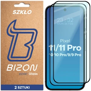 Szkło hartowane Bizon Glass Edge Duo do Google Pixel 11 / 11 Pro / 10 / 10 Pro / 9 / 9 Pro, czarna ramka, 2 sztuki