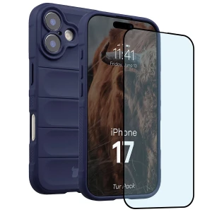 Pancerne etui + szkło hartowane Bizon Tur Pack do iPhone 17, granatowe