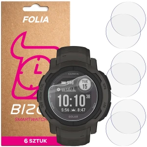 Folia ochronna na ekran zegarka Bizon Watch Film HydroFlex do Garmin Instinct 2 Solar, 6 sztuk