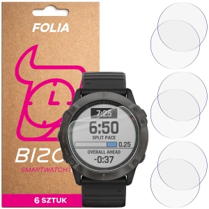 Folia ochronna na ekran zegarka Bizon Watch Film HydroFlex do Garmin Fenix 6X / 6X Pro 51 mm, 6 sztuk