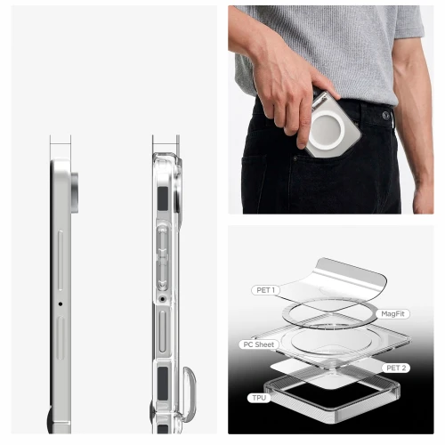 Etui Spigen Ultra Hybrid Pro Mag do MagSafe do Galaxy Z Flip8, przezroczysto-białe