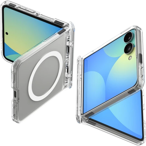 Etui Spigen Ultra Hybrid Pro Mag do MagSafe do Galaxy Z Flip8, przezroczysto-białe
