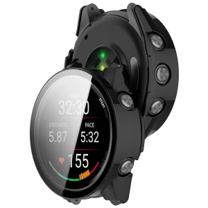 Etui ze szkłem do zegarka Bizon Case Watch Adamo do Garmin Forerunner 70 / 170 / 170 Music, czarne