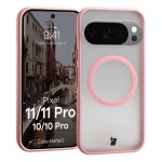 Etui z pierścieniem magnetycznym Bizon Case MatteO do Google Pixel 11 / 11 Pro / 10 / 10 Pro, przydymione-jasnoróżowe