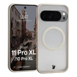 Etui z pierścieniem magnetycznym Bizon Case MatteO do Google Pixel 11 Pro XL / 10 Pro XL, przydymione-beżowe