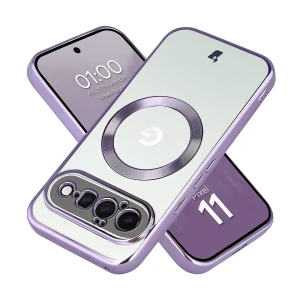 Etui z pierścieniem magnetycznym Bizon Case EduardO do Google Pixel 11, przezroczysto-fioletowe