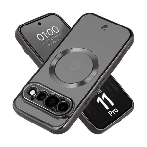 Etui z pierścieniem magnetycznym Bizon Case EduardO do Google Pixel 11 Pro, przezroczysto-czarne