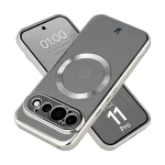 Etui z pierścieniem magnetycznym Bizon Case EduardO do Google Pixel 11 Pro, przezroczysto-srebrne