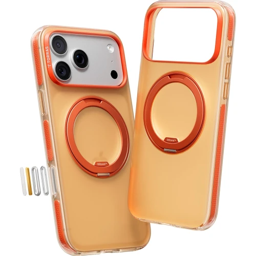 Etui Torras Ostand O3 Hue do MagSafe do iPhone 17 Pro, półprzezroczysto-pomarańczowe
