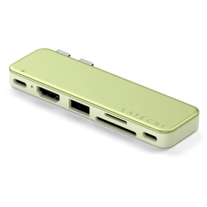 Adapter USB-C do MacBook Neo / Air / Pro, Satechi Snap Hub, USB-C PD 45W / USB-A + USB-C 5 Gb/s / HDMI 4K / czytnik kart, zielony