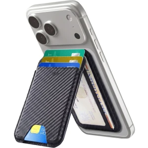 Portfel na karty z podstawką i blokadą RFID ESR Magnetic Wallet Stand do MagSafe, czarny karbonowy